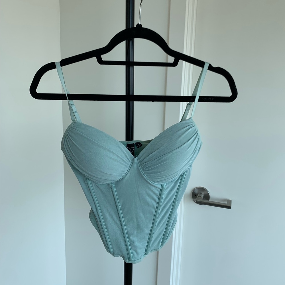 Windsor Light Blue Corset Crop Top